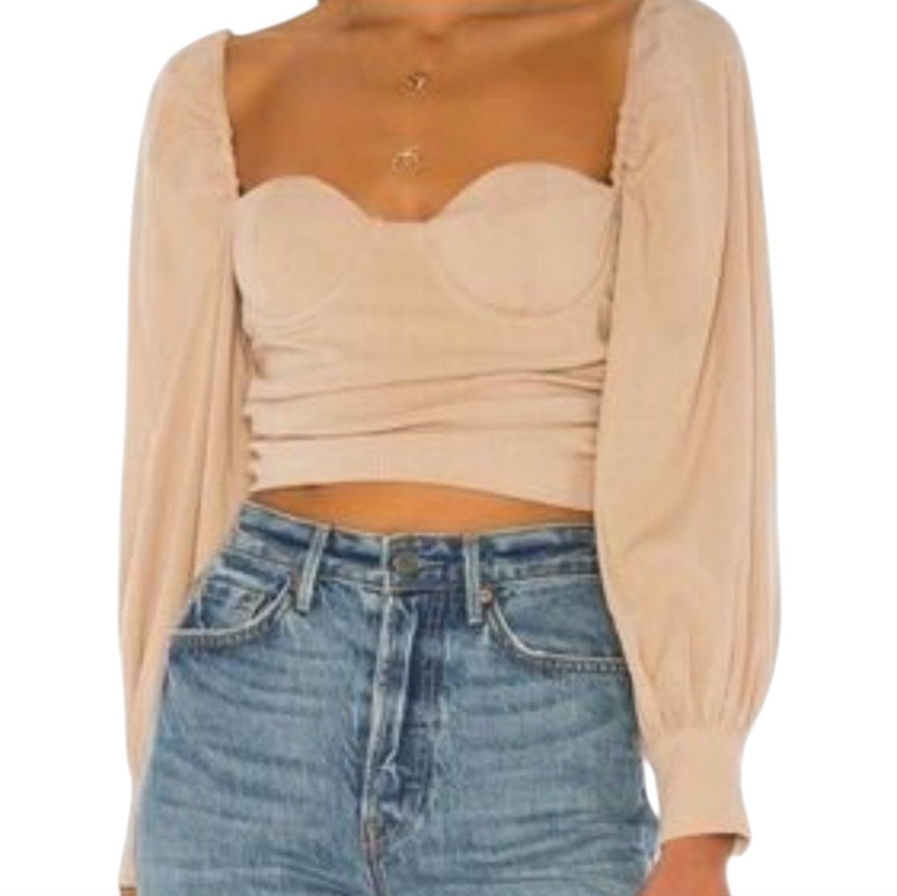 Majorelle X Revolve Emily Cropped Top In Beige Size Small
